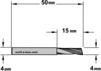 Fraise à Défoncer CMT Hélicoïdale POSITIVE 1 Coupe - Diamètre 4 mm -  Hauteur 15 mm - Queue de 4 mm