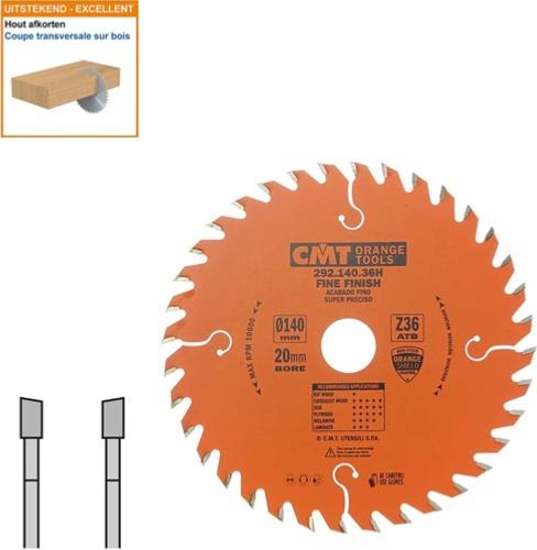 Lame circulaire CMT pour coupes transversales pour portatives - Diamètre 140mm - Alésage 20mm - 36 dents alternées - Ep 2,4/1,4 - CMT Orange tools