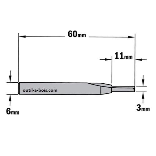 YIJIAN - 2 cannelures - 6 mm - Avec lame de 12 à 72 mm - Fraise CNC pour  défonceuse en carbure de bois - Diamètre du bord de coupe : 6 mm - Longueur  du bord de coupe : 20 mm : : Bricolage