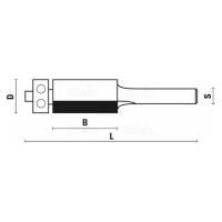 Fraise à affleurer - Diamètre 19 mm - Hauteur 16 mm - Queue de 8 mm avec roulement