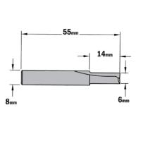 Fraise à Défoncer Carbure CMT - Diamètre 6 mm -  Hauteur 14 mm - Queue de 8 mm