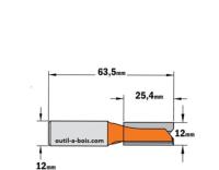 Fraise à Défoncer Carbure CMT - Diamètre 12 mm -  Hauteur 25.4 mm - Queue de 12 mm