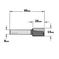 Fraise à Défoncer Carbure CMT - Diamètre 14 mm -  Hauteur 20 mm - Queue de 8 mm