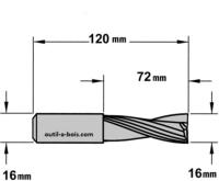 Fraise à Défoncer CMT Hélicoïdale POSITIVE - Diamètre 16 mm - Hauteur 72 mm - Queue de 16 mm