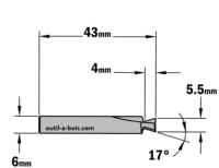Fraise CMT à Queue d'Aronde 17° (Hoffmann W1) - Queue de 6 mm