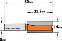 Fraise à Défoncer Carbure CMT - Diamètre 14 mm -  Hauteur 31.7 mm - Queue de 8 mm
