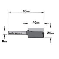 Fraise à Défoncer Carbure CMT - Diamètre 24 mm -  Hauteur 40 mm - Queue de 8 mm
