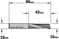 Fraise à Défoncer CMT Hélicoïdale POSITIVE 1 Coupe - Diamètre 10 mm -  Hauteur 42 mm - Queue de 10 mm