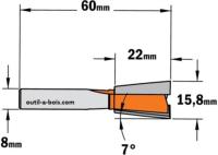 Fraise CMT à Queue d'Aronde 7° - Diamètre 15,8 mm - Queue de 8 mm