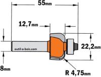 Fraise à congé CMT Rayon 4,75 mm - Queue de 8 mm