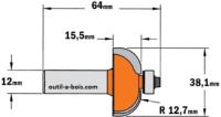 Fraise à congé CMT Rayon 12,7 mm - Queue de 12 mm