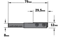 Fraise à Défoncer CMT à Plaquettes - Diamètre 12 mm -  Hauteur 29.5 mm - Queue de 8 mm