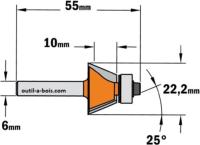 Fraise à chanfreiner CMT - Angle 25°  - Queue de 6 mm avec roulement