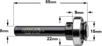 Arbre porte fraise CMT 823 longueur 55 mm - Queue de 8 mm avec roulement
