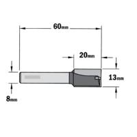 Fraise à Défoncer Carbure CMT - Diamètre 13 mm -  Hauteur 20 mm - Queue de 8 mm