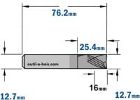 Fraise à compression revêtement chrome - Diamètre 12,7 mm - Hauteur 25,4 mm - Queue de 12,7 mm - CMT Orange tools