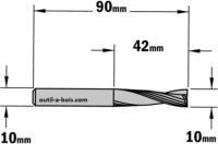 Fraise à Défoncer CMT Hélicoïdale POSITIVE - Diamètre 10 mm - Hauteur 42 mm - Queue de 10 mm
