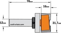 Fraise à défoncer CMT pour le polissage, diamètre 31.7 mm, queue de 12 mm