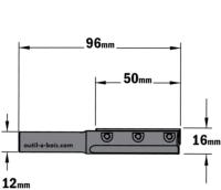 Fraise à Défoncer CMT à Plaquettes - Diamètre 16 mm -  Hauteur 50 mm - Queue de 12 mm