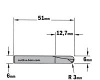 Fraise à gorge CMT - Rayon 3 mm - Queue de 6 mm